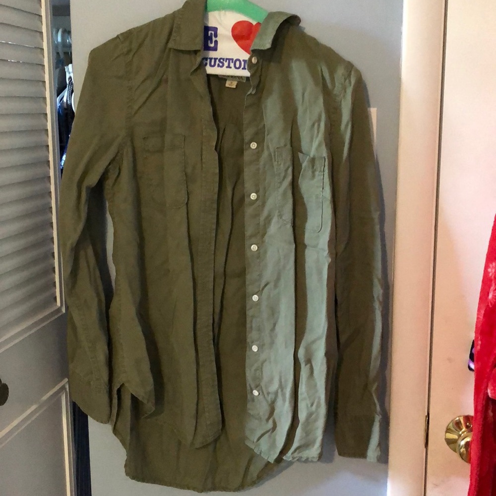 Green Button Up Top
